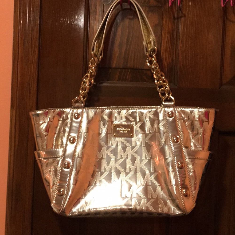 Michael Kors gold metallic purse